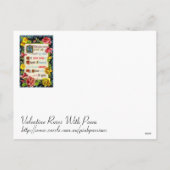 Valentine Rose und Gedicht Feiertagspostkarte (Rückseite)