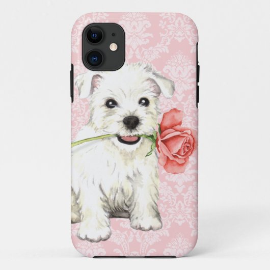 Valentine-Rose Westie Case-Mate iPhone Hülle (Rückseite)