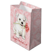 Valentine Rose Westie Mittlere Geschenktüte (Vorderseite Schrägansicht)