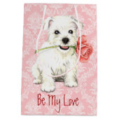 Valentine Rose Westie Mittlere Geschenktüte (Rückseite)