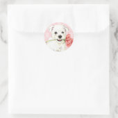 Valentine Rose Westie Runder Aufkleber (Tasche)