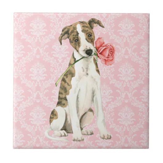 Valentine Rose Whippet Fliese (Vorderseite)