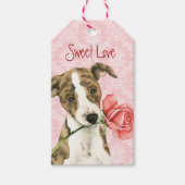 Valentine Rose Whippet Geschenkanhänger (Vorderseite)