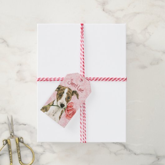 Valentine Rose Whippet Geschenkanhänger (Mit Garn)