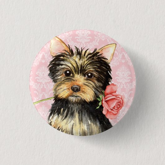 Valentine Rose Yorkie Button (Vorderseite)