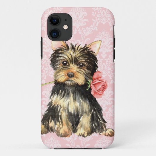 Valentine-Rose Yorkie Case-Mate iPhone Hülle (Rückseite)