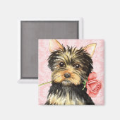 Valentine Rose Yorkie Magnet (Vorderseite/Rückseite)