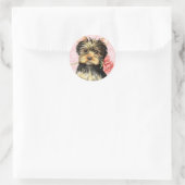 Valentine Rose Yorkie Runder Aufkleber (Tasche)