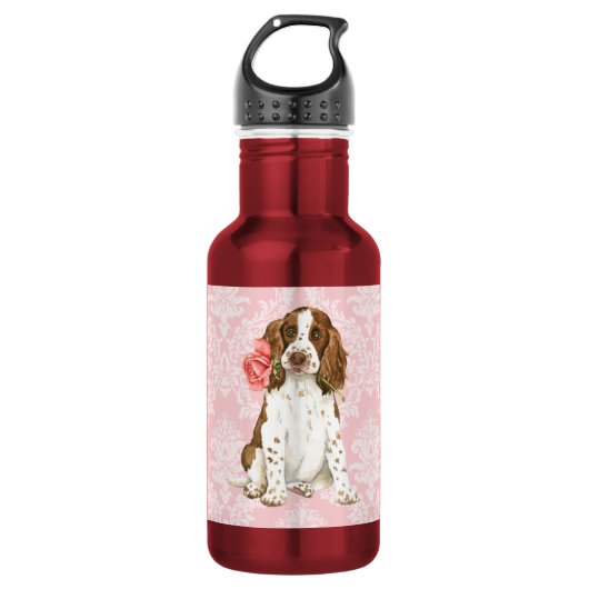 Valentine-Roseenglischer Springer Edelstahlflasche (Vorderseite)