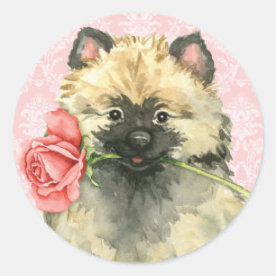 Valentine-RoseKeeshond Runder Aufkleber