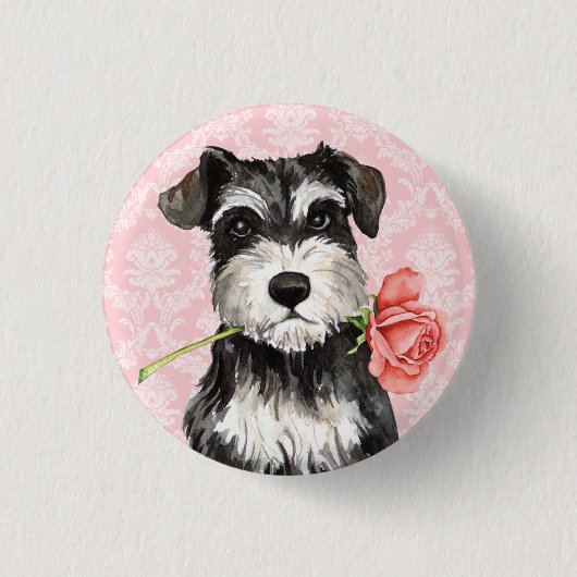 Valentine-RoseminiSchnauzer Button (Vorderseite)