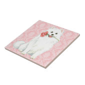 Valentine-Rosen-amerikanischer Eskimohund Fliese (Seite)