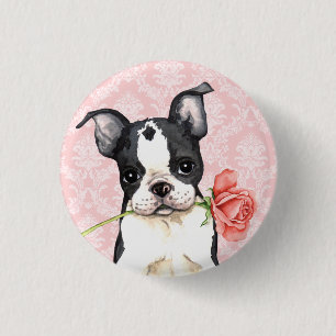 Valentine-Rosen-Boston-Terrier Button