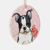 Valentine-Rosen-Boston-Terrier Keramik Ornament (Rechts)
