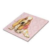 Valentine-Rosen-Dachshund Fliese (Seite)