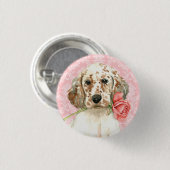 Valentine-Rosen-englischer Setzer Button (Vorne & Hinten)