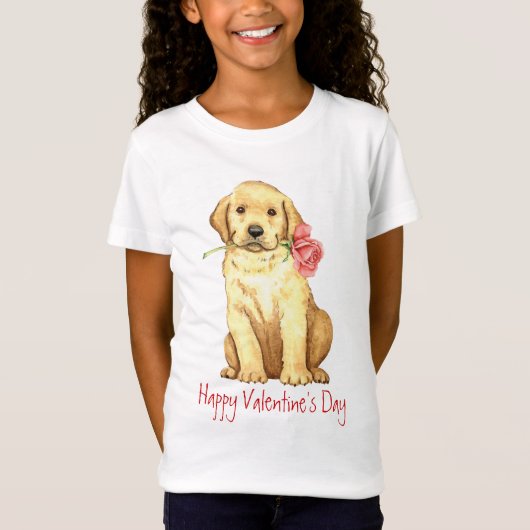 Valentine-Rosen-gelber Labrador T-Shirt (Vorderseite)