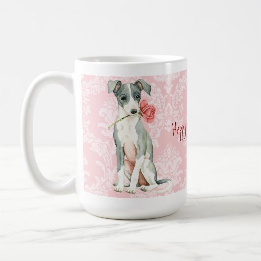 Valentine-Rosen-italienischer Windhund Kaffeetasse (Links)