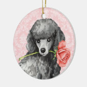 Valentine-Rosen-Miniaturpudel Keramik Ornament (Links)