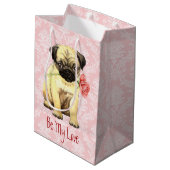 Valentine-Rosen-Mops Mittlere Geschenktüte (Rückseite Schrägansicht)