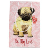 Valentine-Rosen-Mops Mittlere Geschenktüte (Rückseite)