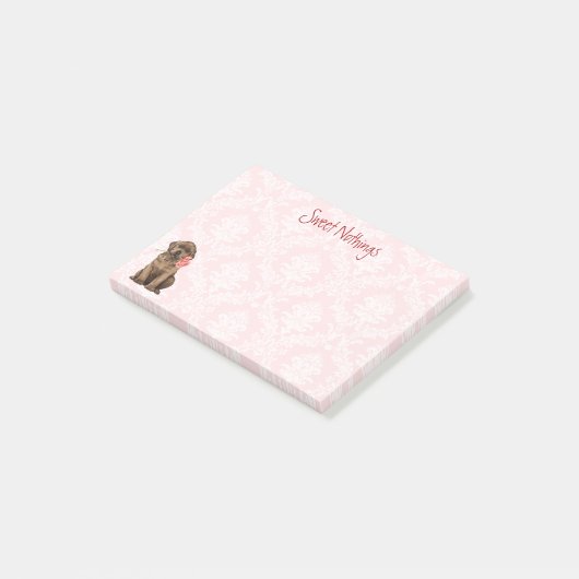 Valentine-Rosen-Schokoladen-Labrador Post-it Klebezettel (angewinkelt)