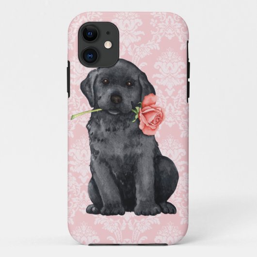 Valentine-Rosen-Schwarz-Labrador Case-Mate iPhone Hülle (Rückseite)