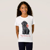 Valentine-Rosen-Schwarz-Labrador T-Shirt (Vorne ganz)