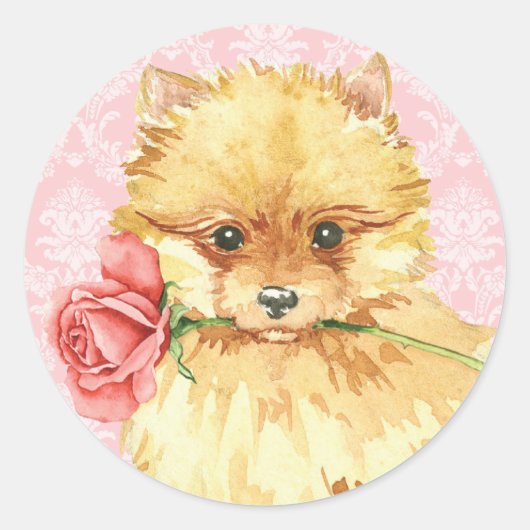 Valentine-Rosen-Spitz Runder Aufkleber (Vorderseite)