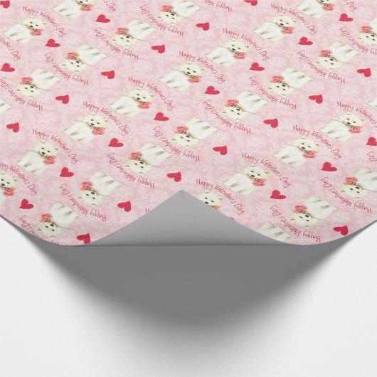 Valentine-RoseSamoyed Geschenkpapier (Ecke)