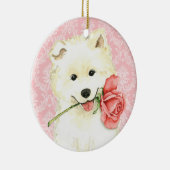 Valentine-RoseSamoyed Keramik Ornament (Rechts)