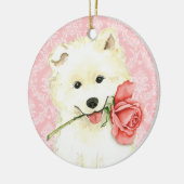 Valentine-RoseSamoyed Keramik Ornament (Links)