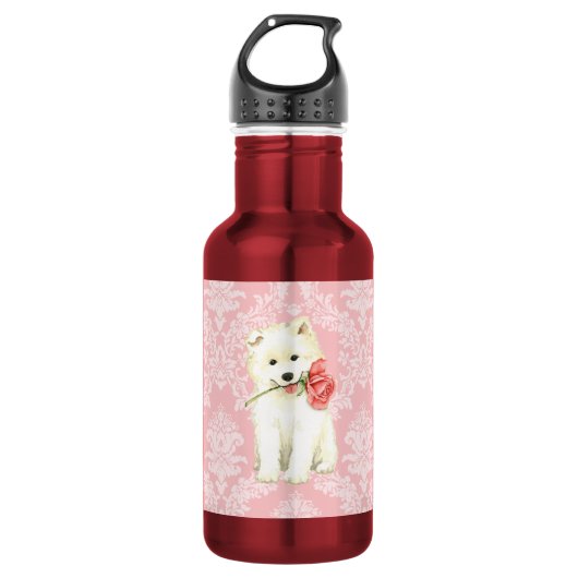 Valentine-RoseSamoyed Trinkflasche (Vorderseite)