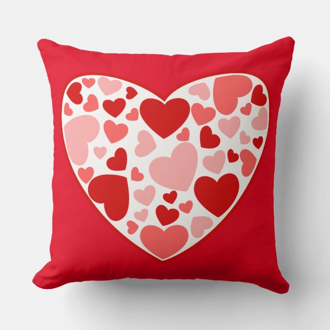 Valentine Rot und Rosa Herz im Herzen Kissen (Vorderseite)