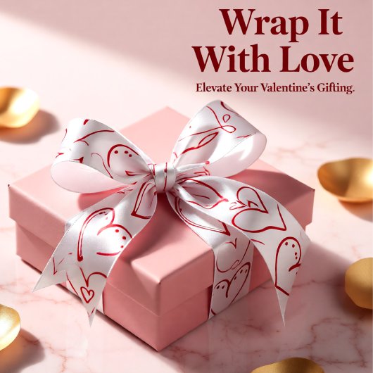 Valentine Rotdoodle Herz Muster Satinband