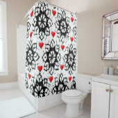 Valentine Rotes Herz weißer schwarzer Duschvorhang (Beispiel)