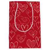Valentine rotes Herzmuster Mittlere Geschenktüte (Vorderseite)