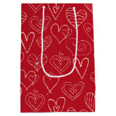 Valentine rotes Herzmuster Mittlere Geschenktüte (Rückseite)