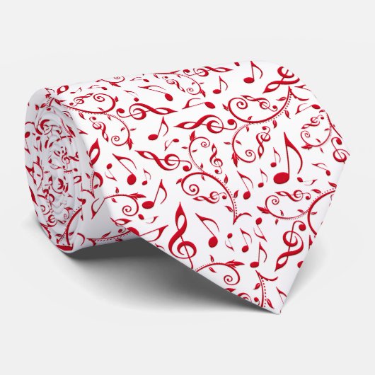 Valentine-rotes Musiknoten-Muster Krawatte (Gerollt)