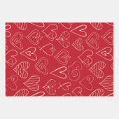 Valentine, rotes und rosa Herzmuster Set 3 Geschenkpapier Set (Vorderseite 3)
