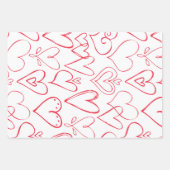 Valentine, rotes und rosa Herzmuster Set 3 Geschenkpapier Set (Vorderseite 2)
