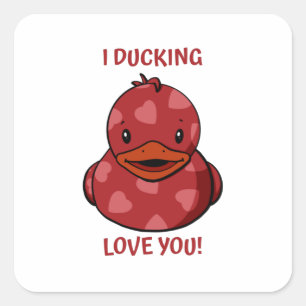 Valentine Rubber Duck Quadratischer Aufkleber