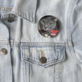 Valentine Russian Blue Cat Button (Beispiel)