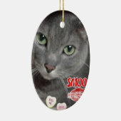 Valentine Russian Blue Cat Keramikornament (Rechts)