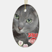 Valentine Russian Blue Cat Keramikornament (Links)