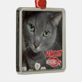 Valentine Russian Blue Cat Ornament Aus Metall (Rechts)