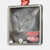 Valentine Russian Blue Cat Ornament Aus Metall (Links)