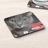 Valentine Russian Blue Cat Untersetzer (Linke Seite)
