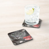 Valentine Russian Blue Cat Untersetzer (Rechte Seite)
