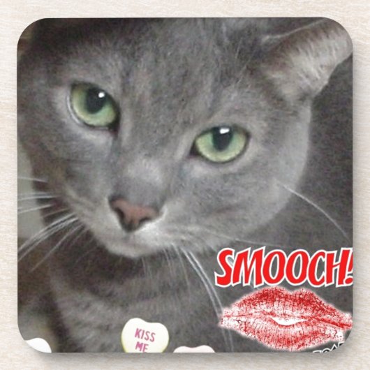 Valentine Russian Blue Cat Untersetzer (Vorderseite)